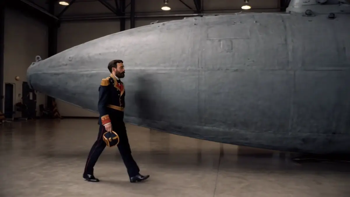 An audiovisual interpretation of a historical figure alongside his invention.